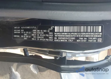 2018 Alfa Romeo Stelvio Quadrifoglio Awd from USA, damaged, VIN ZASFAKEVXJ7C20883